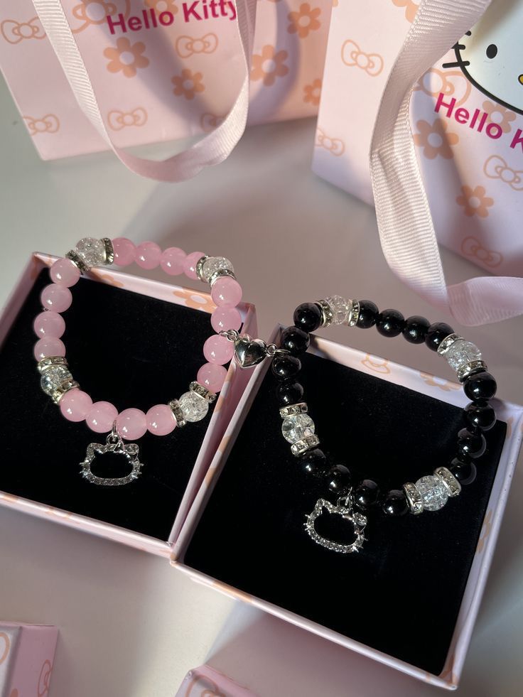 Cute Couple Bracelet Set – Hello Kitty Inspired Matching Beaded Bracelets (For Him & Her)