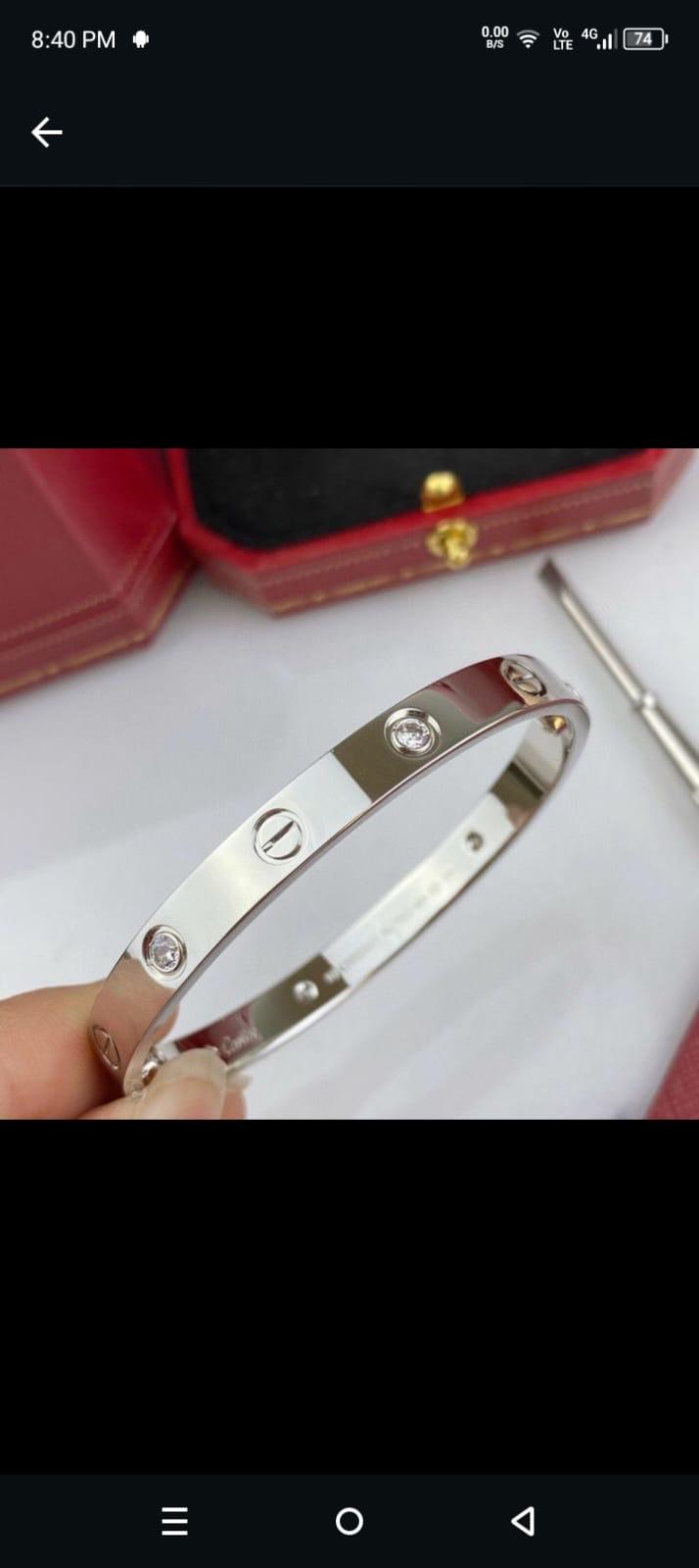 Luxury Crystal Screw Design Bracelet – Premium Stainless Steel Cuff Bangle for Women (Gold & Silver)